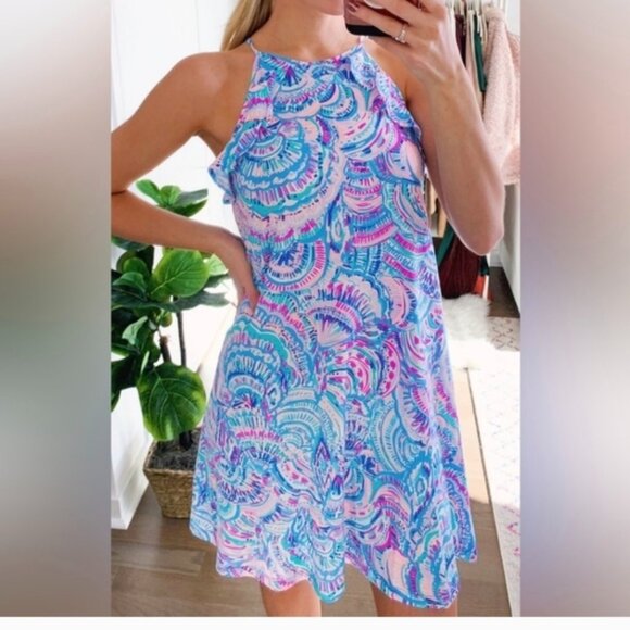 Lilly Pulitzer Dresses & Skirts - Lilly Pulitzer Billi dress Ruffle Happy As a Clam Sz.XS sleeveless Flowy Blue
